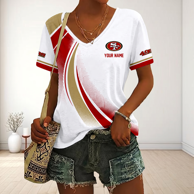Limited Edition – Customized NFL San Francisco 49Ers V-Neck Female Shirt