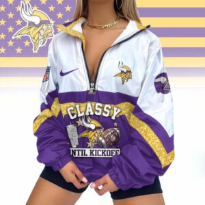 Limited Edition – Customized NFL Minnesota Vikings V-Neck Zipper Sweatshirt Jacket