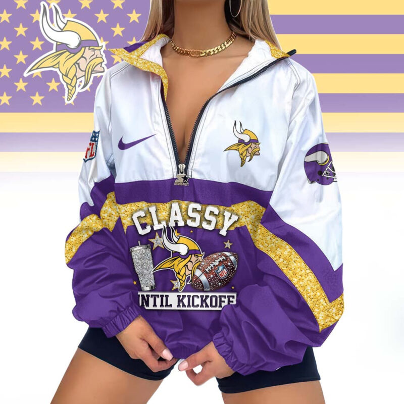 Limited Edition – Customized NFL Minnesota Vikings V-Neck Zipper Sweatshirt Jacket