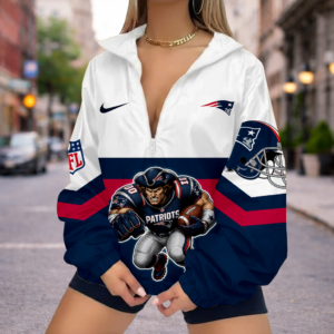 Limited Edition – Customized NFL New England Patriots V-Neck Zipper Sweatshirt Jacket