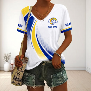 Limited Edition – Customized NFL Los Angeles Rams V-Neck Female Shirt