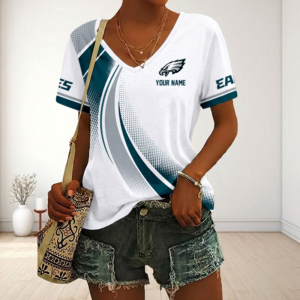 Limited Edition – Customized NFL Philadelphia Eagles V-Neck Female Shirt