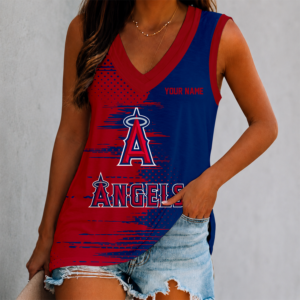 Limited Edition – Customized MLB Los Angeles Angels Women’s V-Neck Tank Top