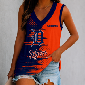Limited Edition – Customized MLB Detroit Tigers Women’s V-Neck Tank Top
