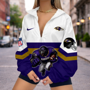 Limited Edition – Customized NFL Baltimore Ravens V-Neck Zipper Sweatshirt Jacket