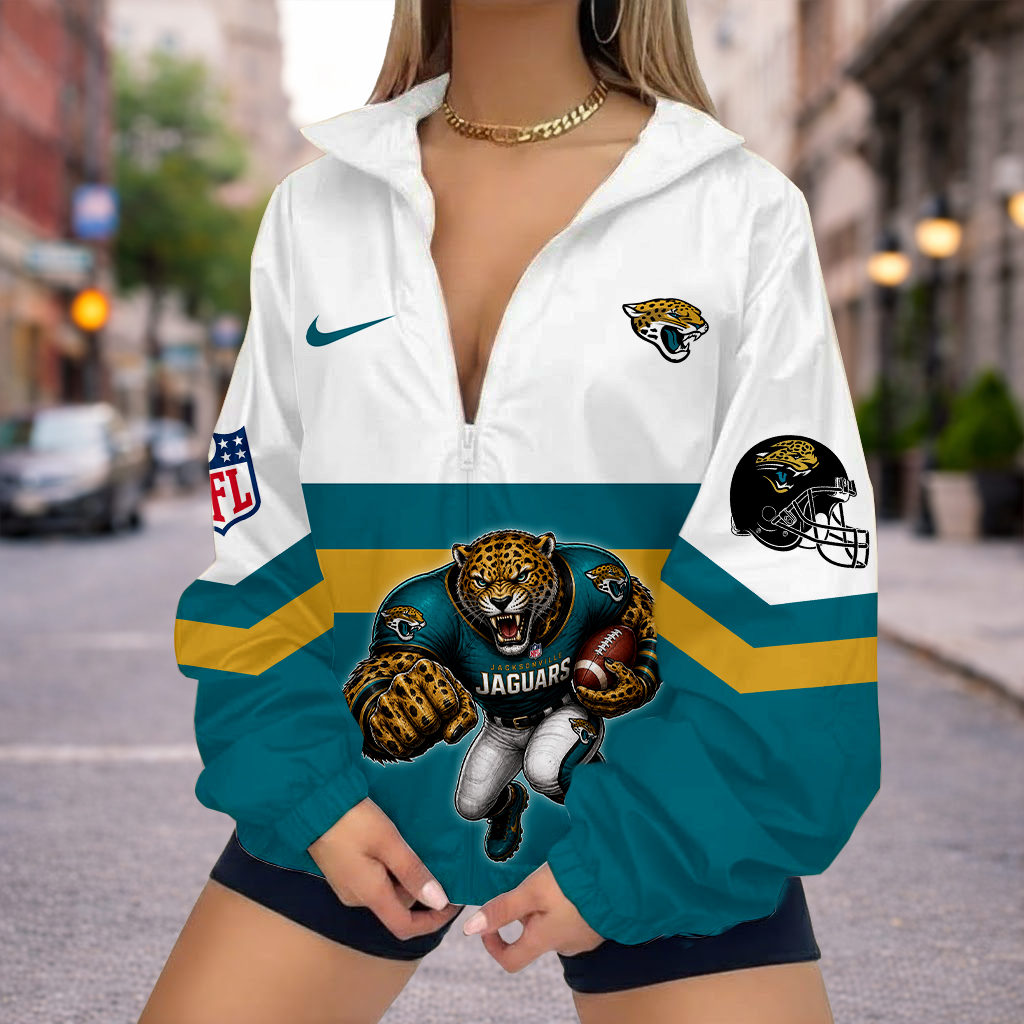 Limited Edition – Customized NFL Jacksonville Jaguars V-Neck Zipper Sweatshirt Jacket