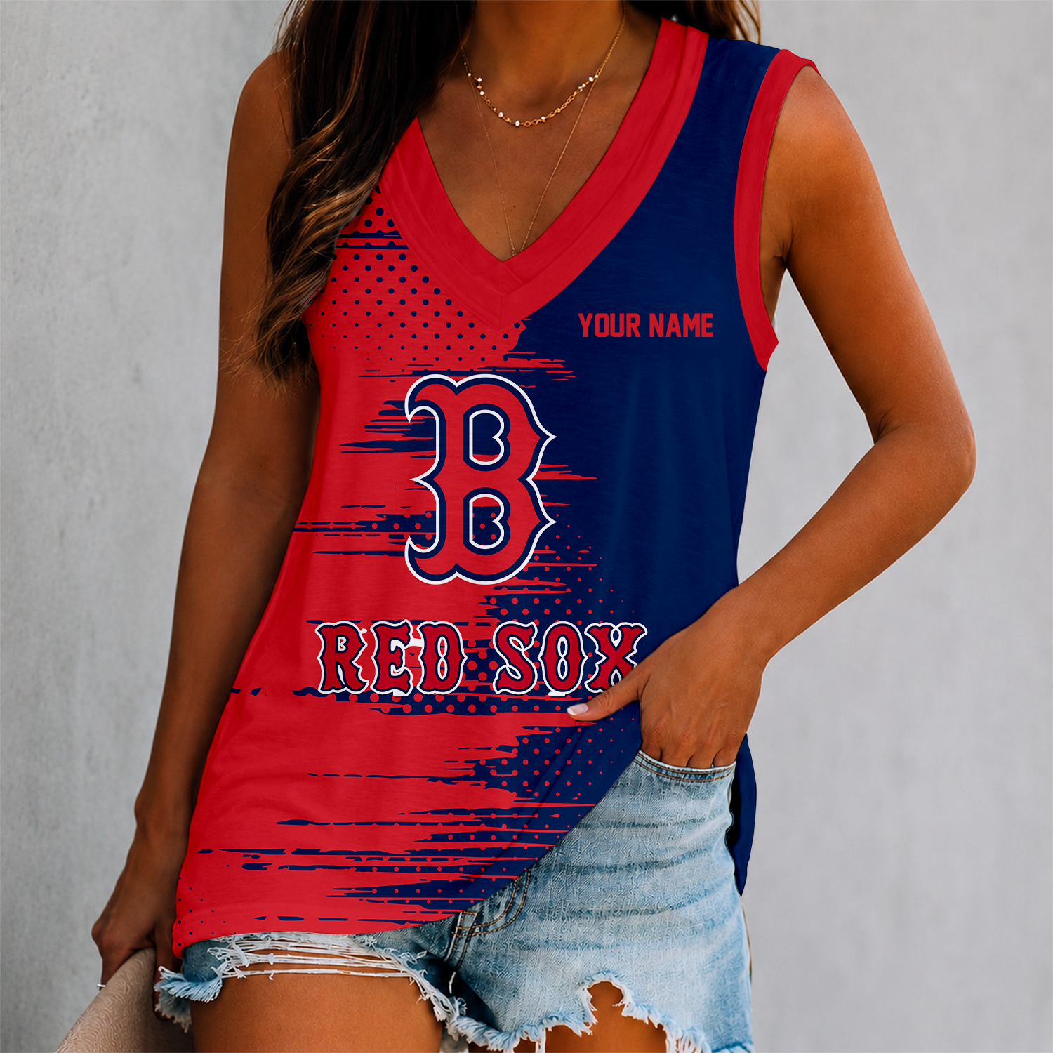 Limited Edition – Customized MLB Boston Red Sox Women’s V-Neck Tank Top