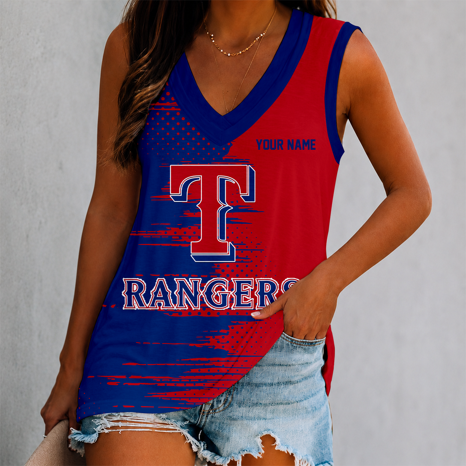 Limited Edition – Customized MLB Texas Rangers Women’s V-Neck Tank Top
