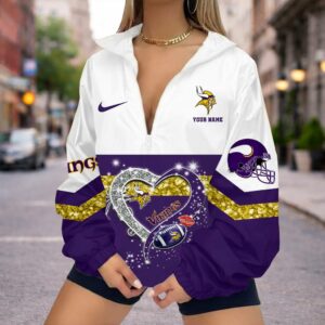 Limited Edition – Customized NFL Minnesota Vikings V-Neck Zipper Sweatshirt Jacket