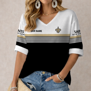 Limited Edition – Customized NFL New Orleans Saints Women’s Heart V-Neck Long Sleeve Shirt