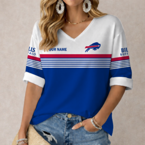 Limited Edition – Customized NFL Buffalo Bills Women’s Heart V-Neck Long Sleeve Shirt