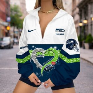 Limited Edition – Customized NFL Seattle Seahawks V-Neck Zipper Sweatshirt Jacket
