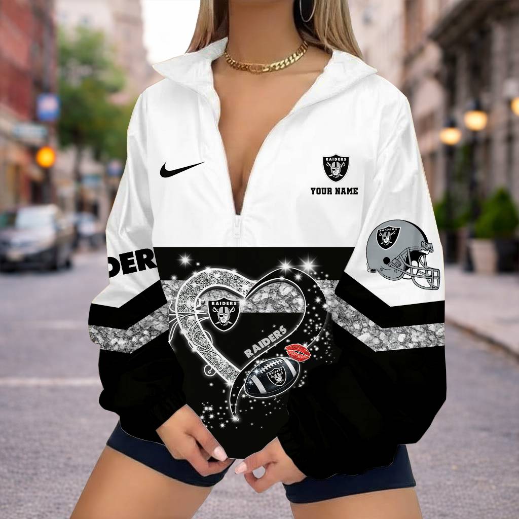 Limited Edition – Customized NFL Las Vegas Raiders V-Neck Zipper Sweatshirt Jacket