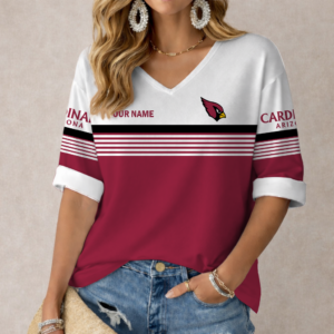 Limited Edition – Customized NFL Arizona Cardinals Women’s Heart V-Neck Long Sleeve Shirt