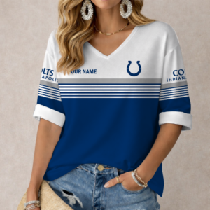 Limited Edition – Customized NFL Indianapolis Colts Women’s Heart V-Neck Long Sleeve Shirt