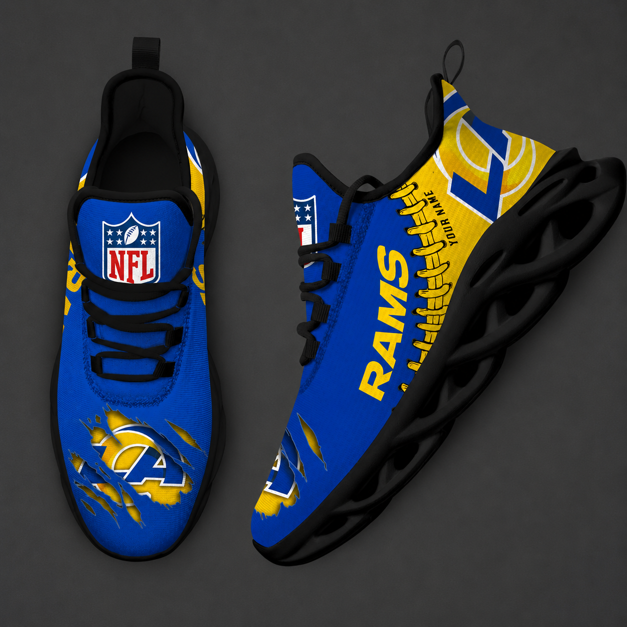 Limited Edition – Customized NFL Los Angeles Rams Unisex Max Soul Shoes - Image 2