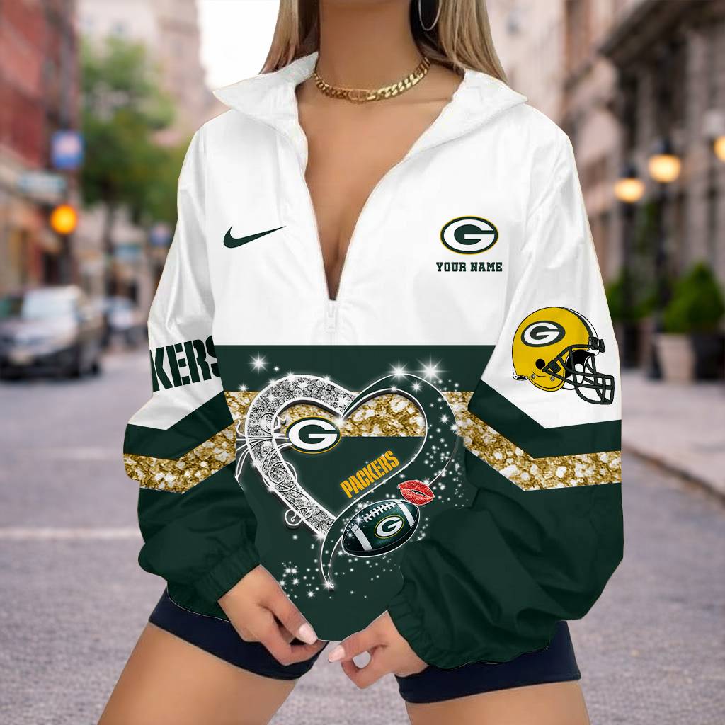 Limited Edition – Customized NFL Green Bay Packers V-Neck Zipper Sweatshirt Jacket
