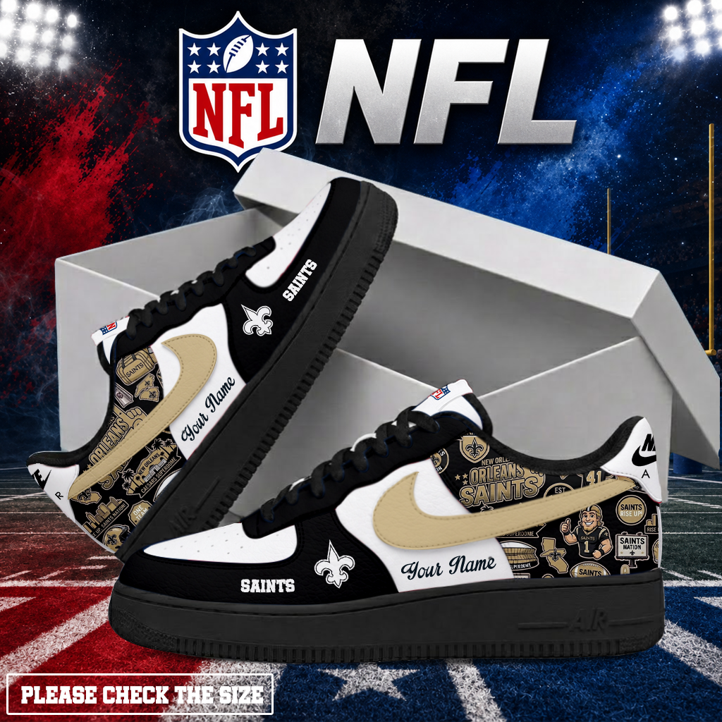 Limited Edition – Customized NFL New Orleans Saints Air Force 1 Shoes - Image 2