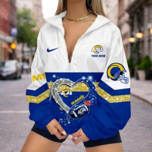 Limited Edition – Customized NFL Los Angeles Rams V-Neck Zipper Sweatshirt Jacket