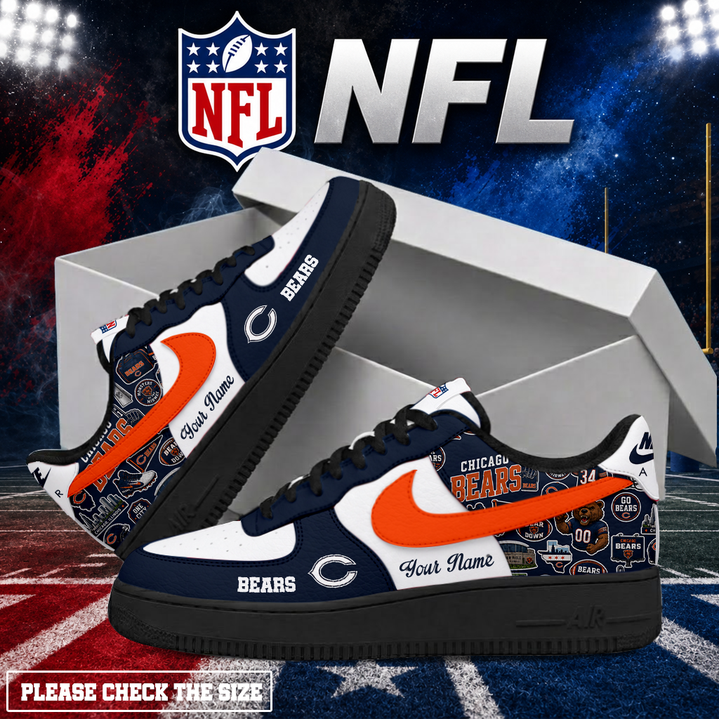 Limited Edition – Customized NFL Chicago Bears Air Force 1 Shoes - Image 2