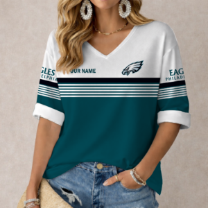 Limited Edition – Customized NFL Philadelphia Eagles Women’s Heart V-Neck Long Sleeve Shirt