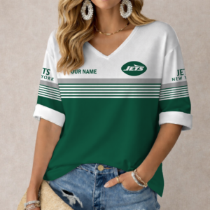 Limited Edition – Customized NFL New York Jets Women’s Heart V-Neck Long Sleeve Shirt