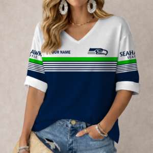 Limited Edition – Customized NFL Seattle Seahawks Women’s Heart V-Neck Long Sleeve Shirt