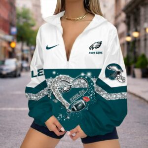 Limited Edition – Customized NFL Philadelphia Eagles V-Neck Zipper Sweatshirt Jacket