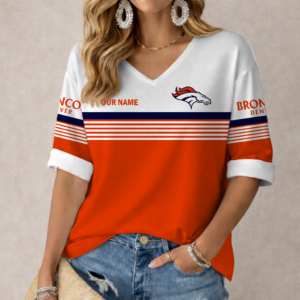 Limited Edition – Customized NFL Denver Broncos Women’s Heart V-Neck Long Sleeve Shirt