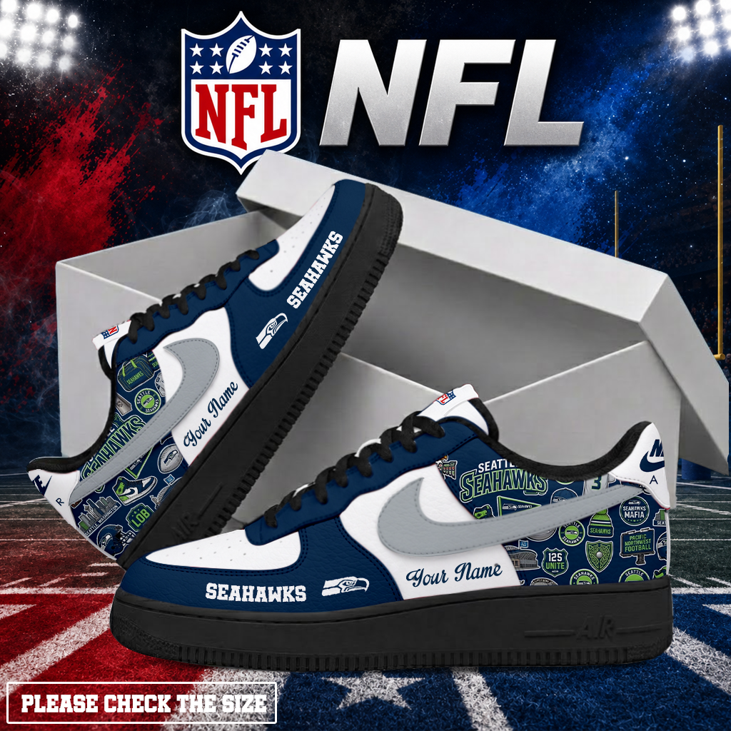 Limited Edition – Customized NFL Seattle Seahawks Air Force 1 Shoes - Image 2