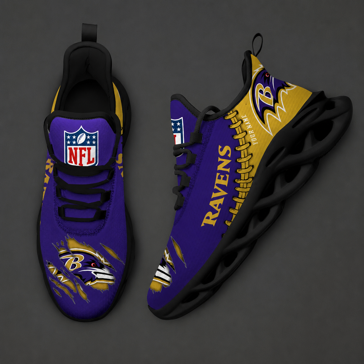 Limited Edition – Customized NFL Baltimore Ravens Unisex Max Soul Shoes - Image 2