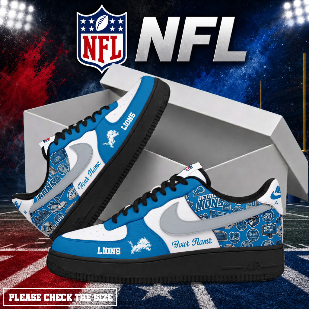 Limited Edition – Customized NFL Detroit Lions Air Force 1 Shoes - Image 2