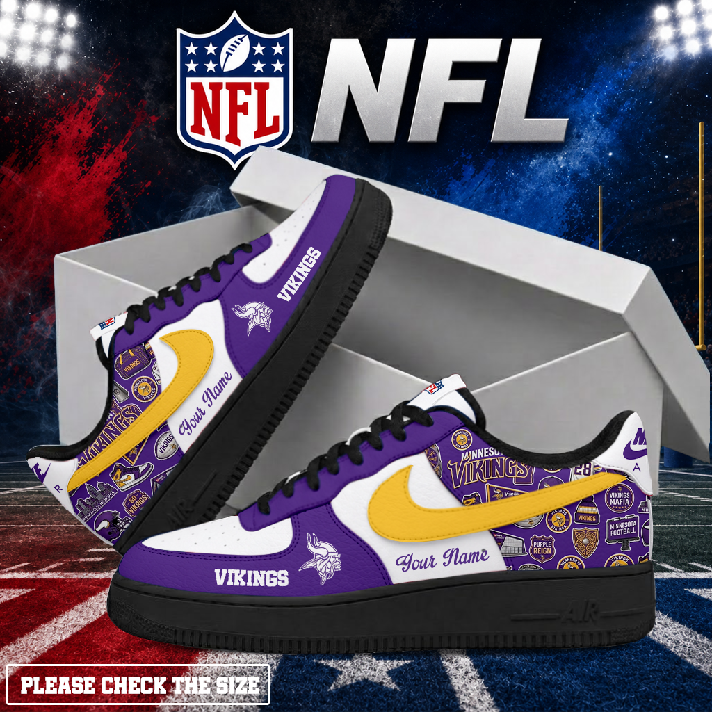 Limited Edition – Customized NFL Minnesota Vikings Air Force 1 Shoes - Image 2