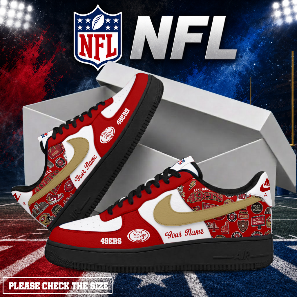 Limited Edition – Customized NFL San Francisco 49Ers Air Force 1 Shoes - Image 2