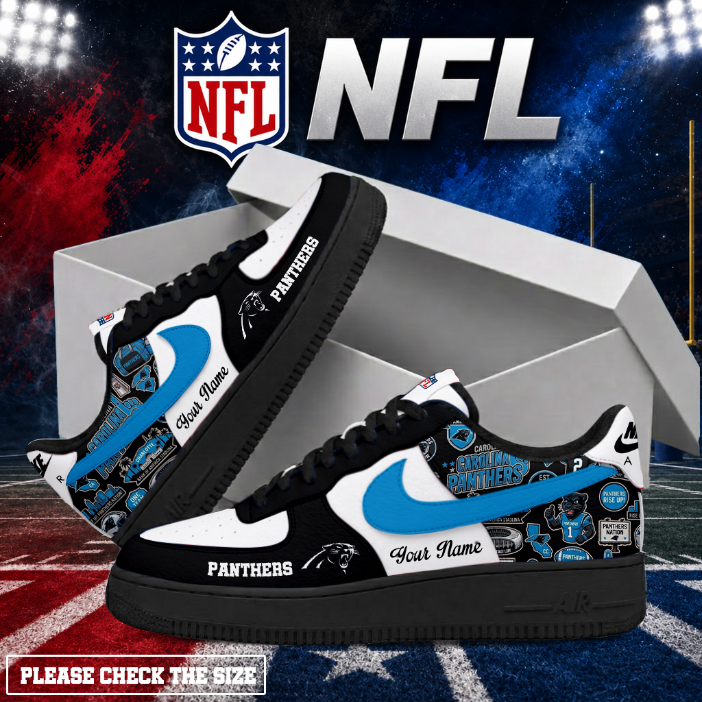 Limited Edition – Customized NFL Carolina Panthers Air Force 1 Shoes - Image 2