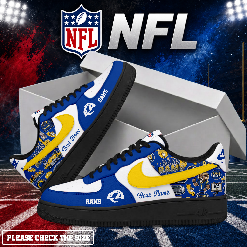 Limited Edition – Customized NFL Los Angeles Rams Air Force 1 Shoes - Image 2