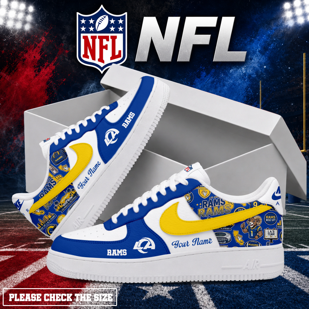 Limited Edition – Customized NFL Los Angeles Rams Air Force 1 Shoes