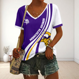 Limited Edition – Customized NFL Minnesota Vikings V-Neck Female Shirt