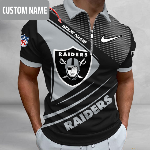 Limited Edition – Customized NFL Las Vegas Raiders Zip Polo Shirt