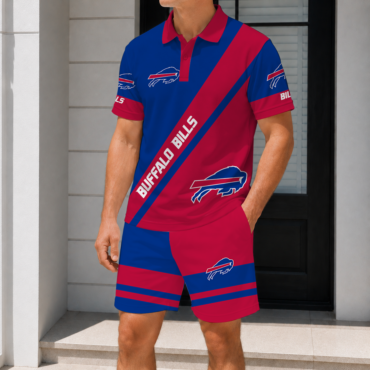 Limited Edition – Customized NFL Buffalo Bills Polo Shirt & Short Pants Set