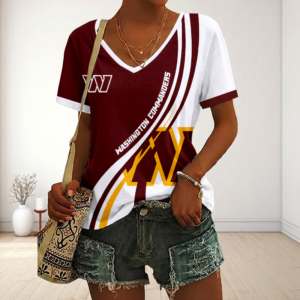Limited Edition – Customized NFL Washington Commanders V-Neck Female Shirt