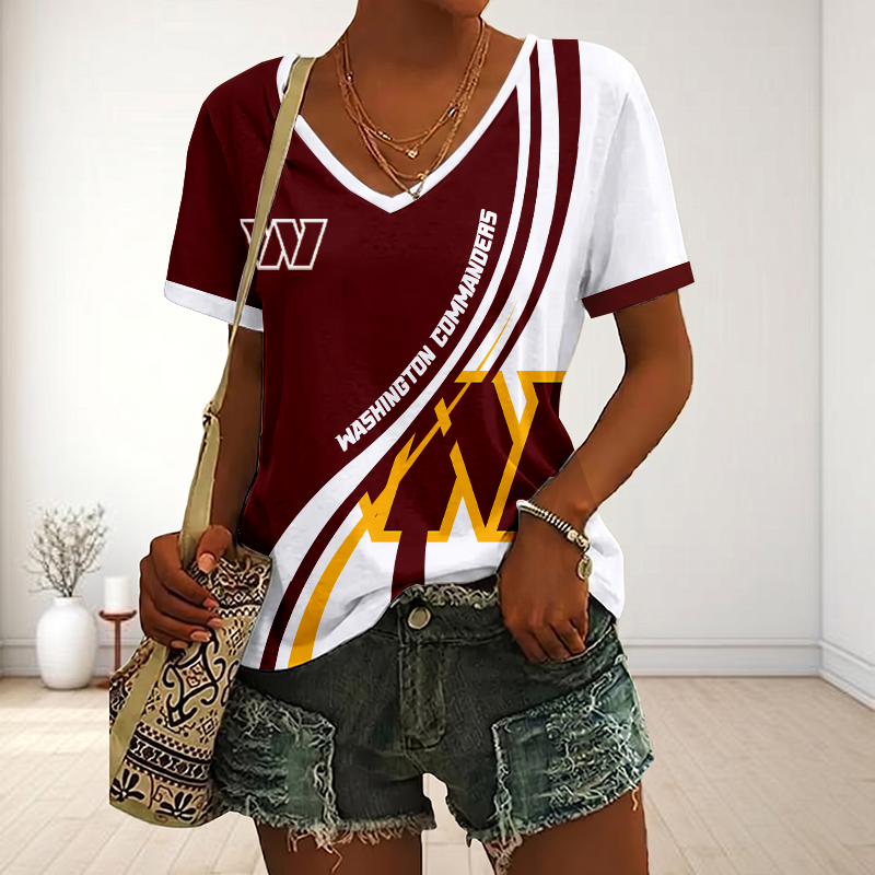 Limited Edition – Customized NFL Washington Commanders V-Neck Female Shirt