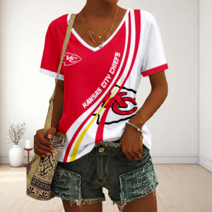 Limited Edition – Customized NFL Kansas City Chiefs V-Neck Female Shirt