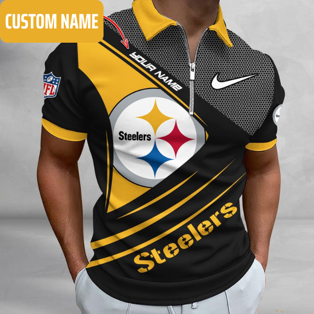 Limited Edition – Customized NFL Pittsburgh Steelers Zip Polo Shirt