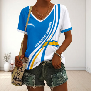 Limited Edition – Customized NFL Los Angeles Chargers V-Neck Female Shirt