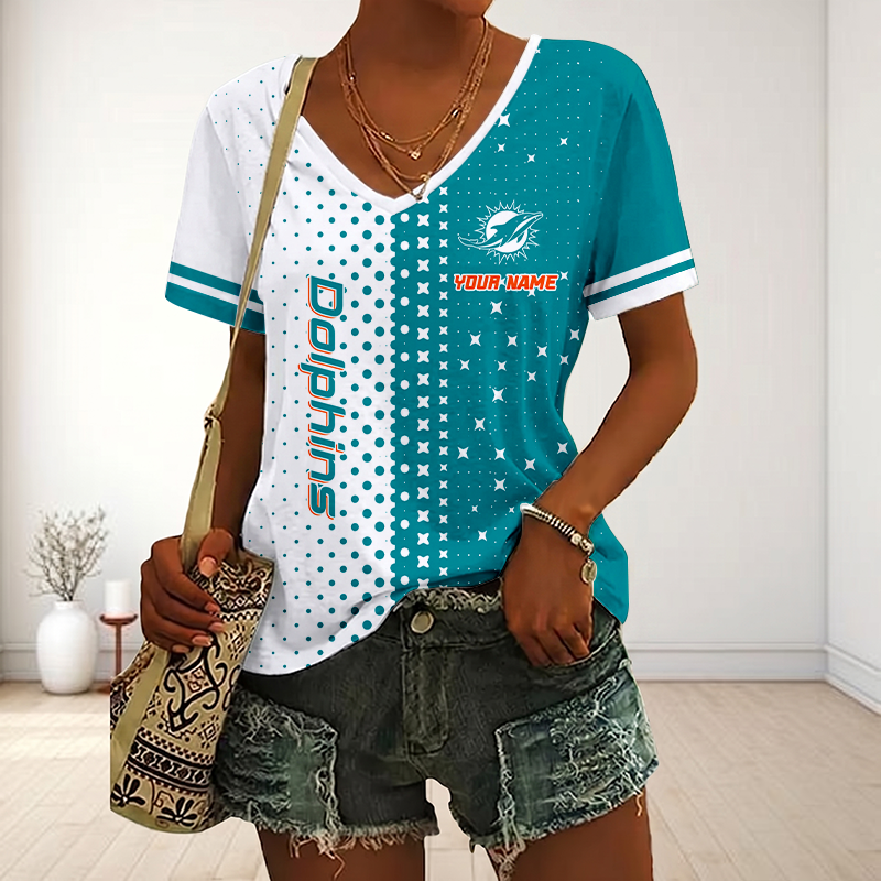 Limited Edition – Customized NFL Miami Dolphins V-Neck Female Shirt