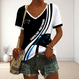 Limited Edition – Customized NFL Carolina Panthers V-Neck Female Shirt