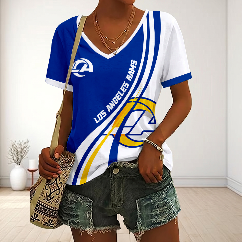 Limited Edition – Customized NFL Los Angeles Rams V-Neck Female Shirt