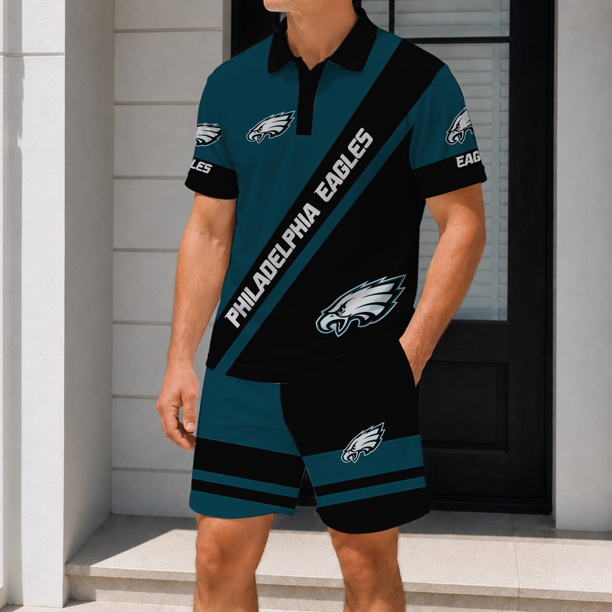 Limited Edition – Customized NFL Philadelphia Eagles Polo Shirt & Short Pants Set