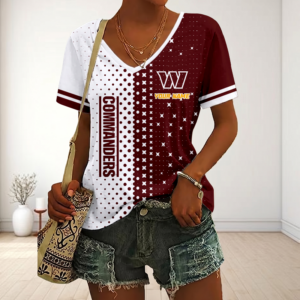 Limited Edition – Customized NFL Washington Commanders V-Neck Female Shirt